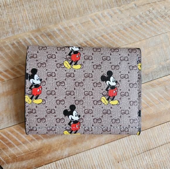 ☆Tan Vegan Leather Mickey Mouse Tri Fold Wallet☆ - Picture 3 of 3